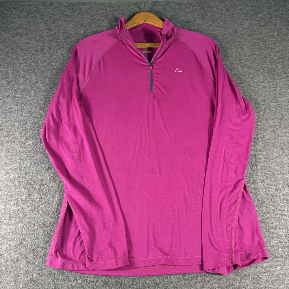 Paradox Merino Wool Blend Pink 1/4 Zip Long Sleeve Base layer Top Size L‎ Hiking